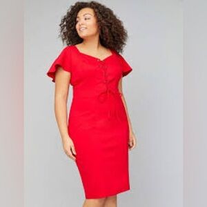 NWOT Lane Bryant Lace up Front Red Dress Size 20
